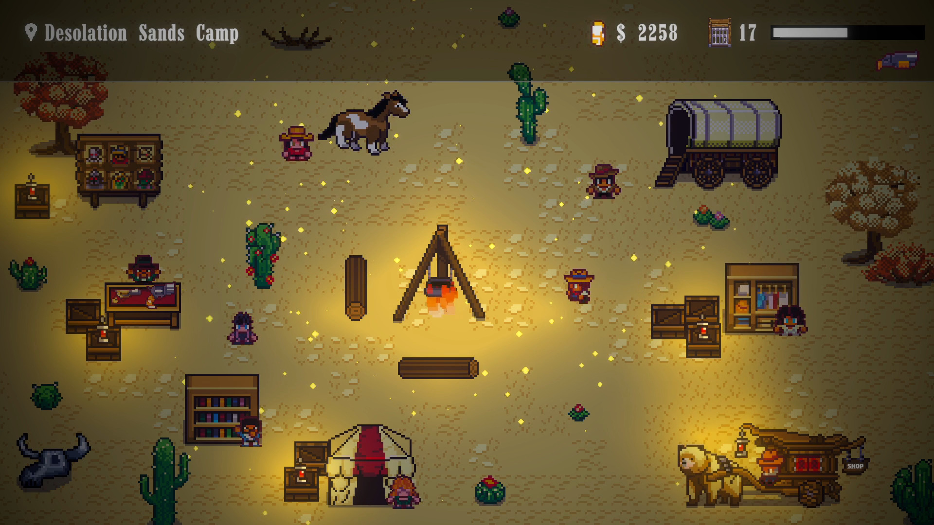 Red Pistol gameplay screenshot - Camp building